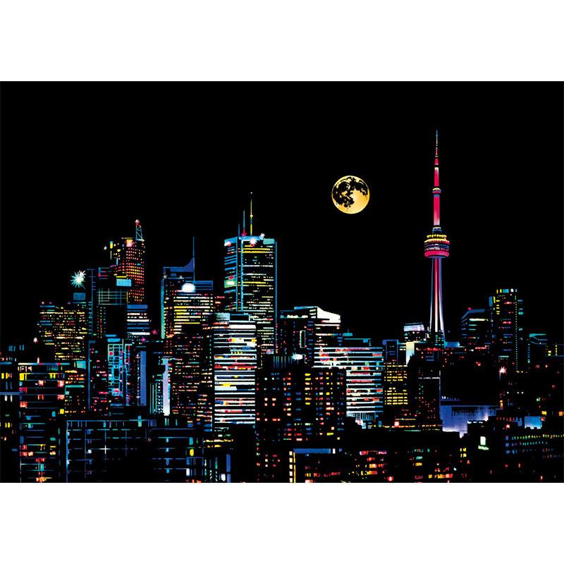 YUELU Colorful City III: DIY Night View Scratch Painting for Adults