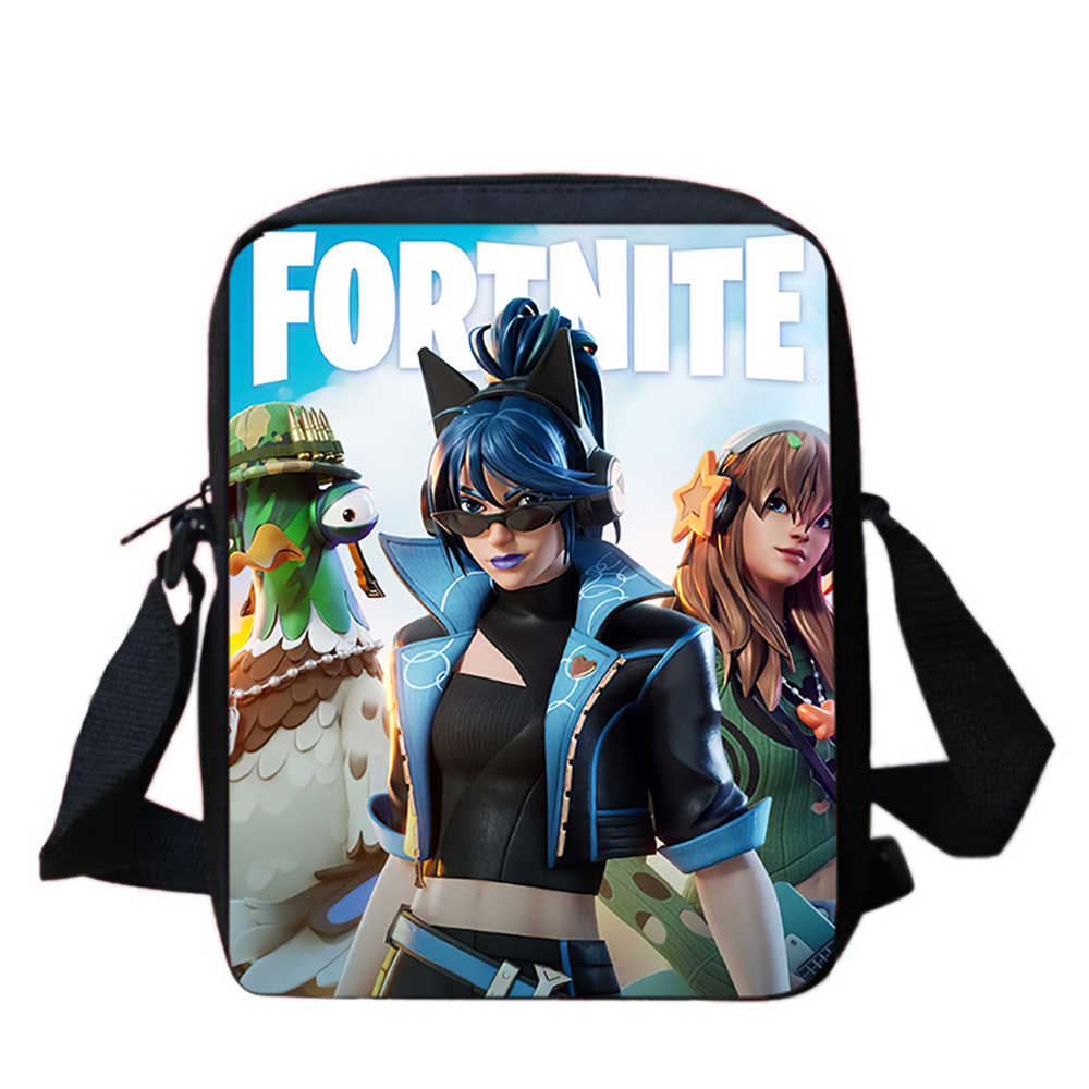 Cute Fortnite Cartoon Shoulder Crossbody Bag, Unisex Kids Aged 5-8, Light Printed Storage Handbag for Elementary Children