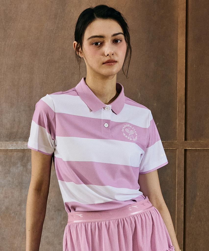 diadora Coat Striped Collared Short Sleeve T-Shirt Violet