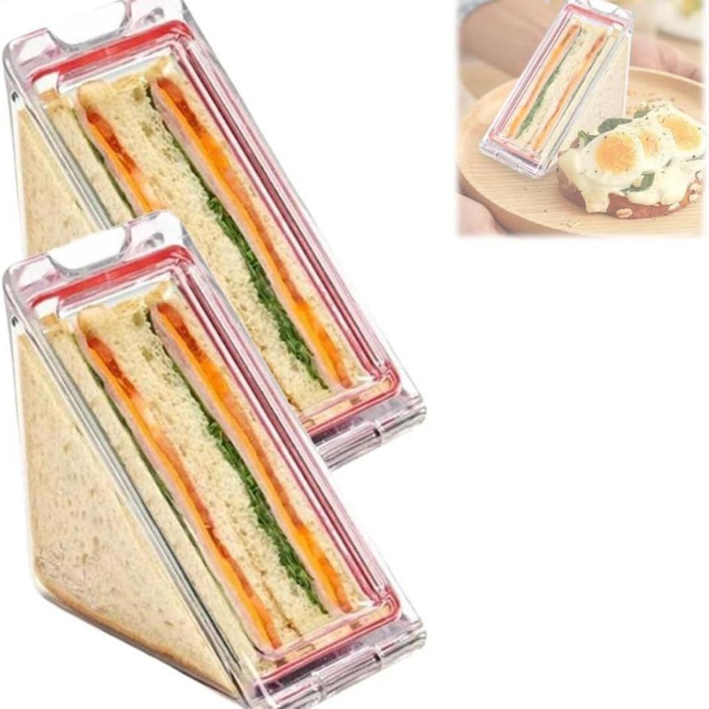 Triangle Sandwich Container Portable Triangular Transparent Cake Storage Plastic Box Reusable Travel Sandwich Airtight Box