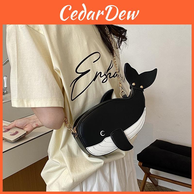 Kawaii Animal Round Crossbody Bag With Zipper Closure For Street Style