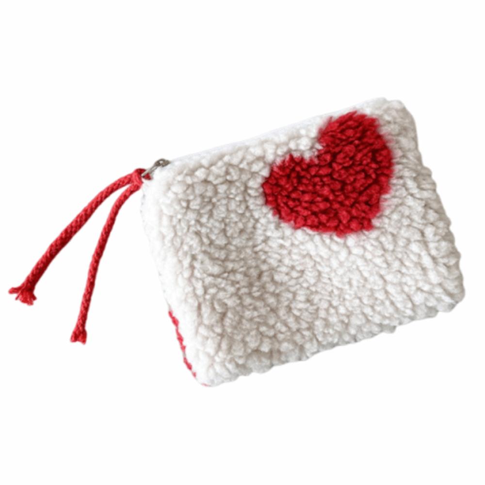 Dustproof Cosmetic Storage Bag Heart-shaped ID Card Holder Wide Opening Plush Coin Purse  Travel