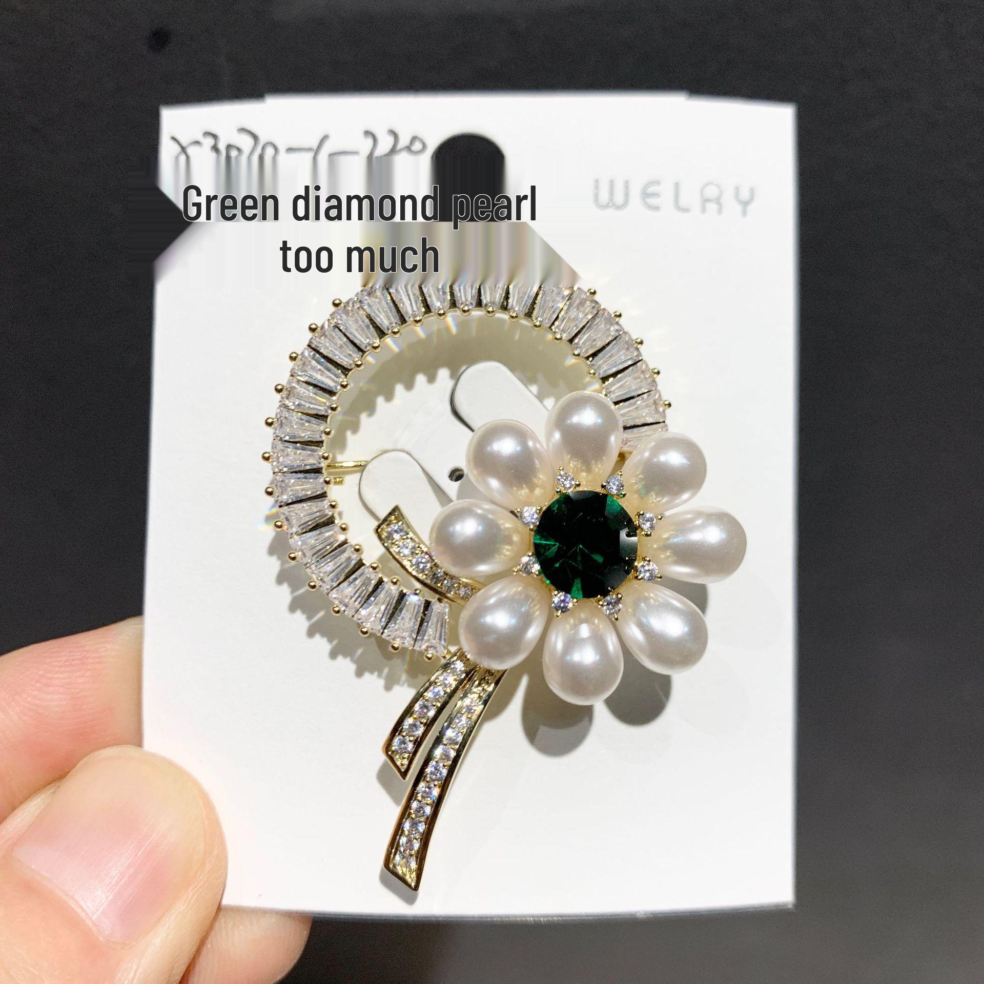 Bo Xin Yun Luxurious Retro Pearl Sunflower Brooch - Shiny Collar Pin for Women
