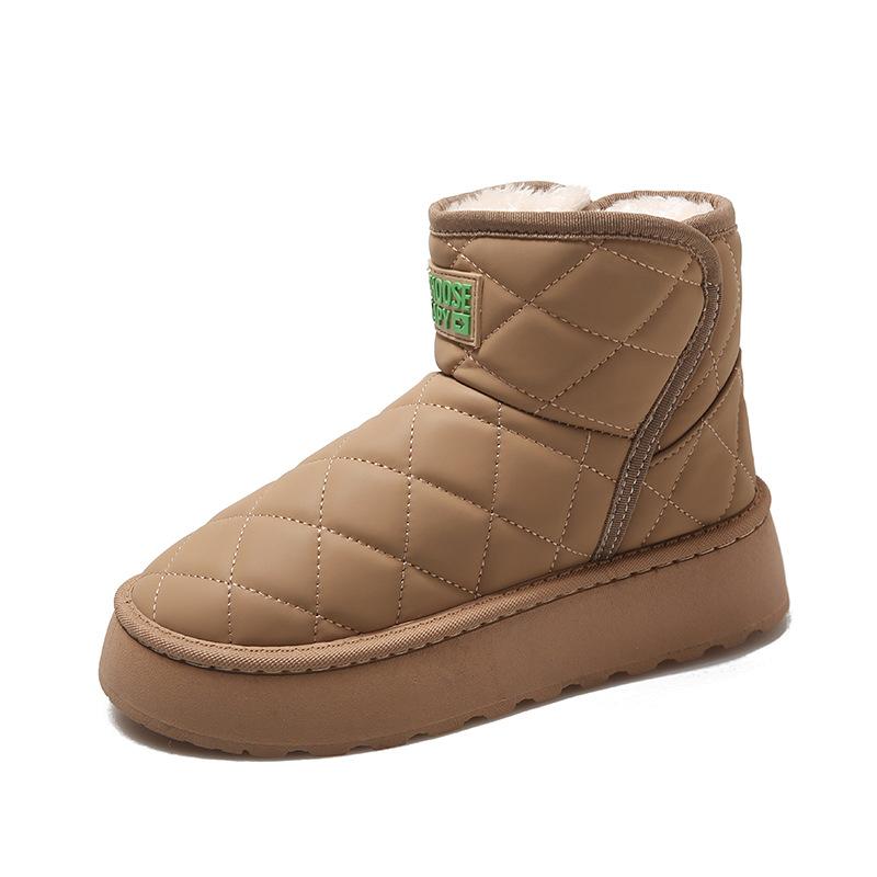 Thick-soled Snow Boots Women's Fur Integrated Short Boots Piled Thickened White Bread Cotton Shoes