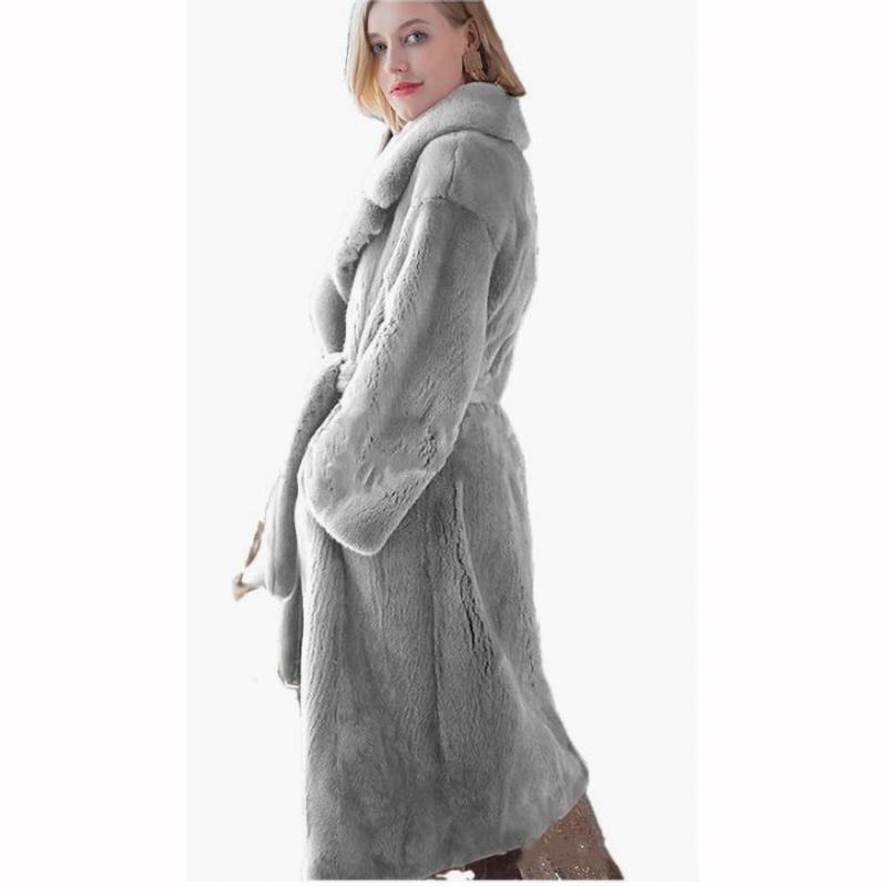 Winter Women Fur Coats Long Fur Loose Lapel Over Coat Thick Warm Plus Size