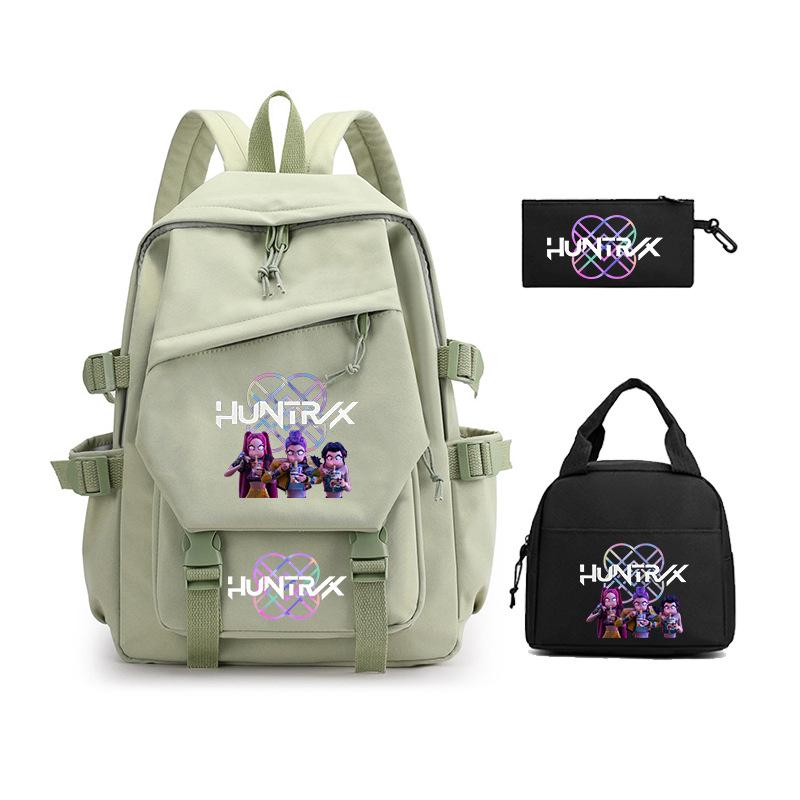 Demon Hunters KPop Demon Hunters Student School Bag Three-piece School Bag Zipper Pencil Case