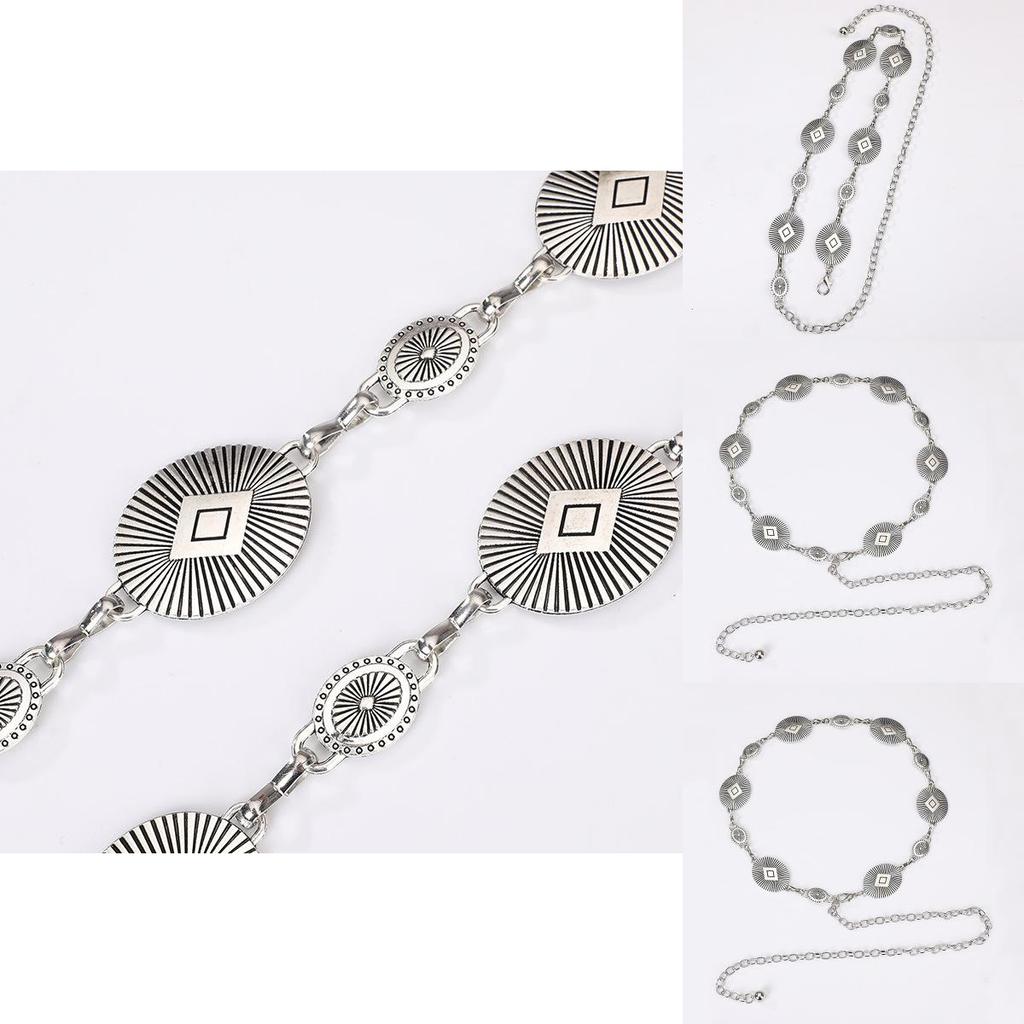 Womens Metal Waist Chain With Artistic Engraving For Daily Fashion Accessory