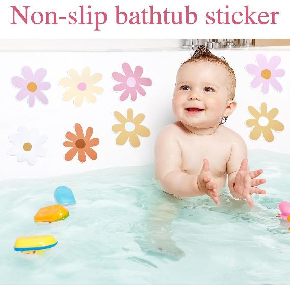 72 PCS Original Non Slip Bathtub Stickers,Flowers Skidproof Shower Sticker with Premium Scraper,Bathtub Non Slip Stickers for Bathroom