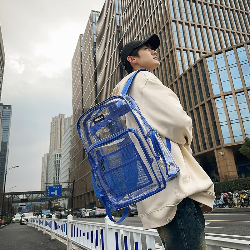 Schoolbag Transparent Jelly Bag Trendy High School College Student PVC Schoolbag New Large Capacity Cool Waterproof Backpack