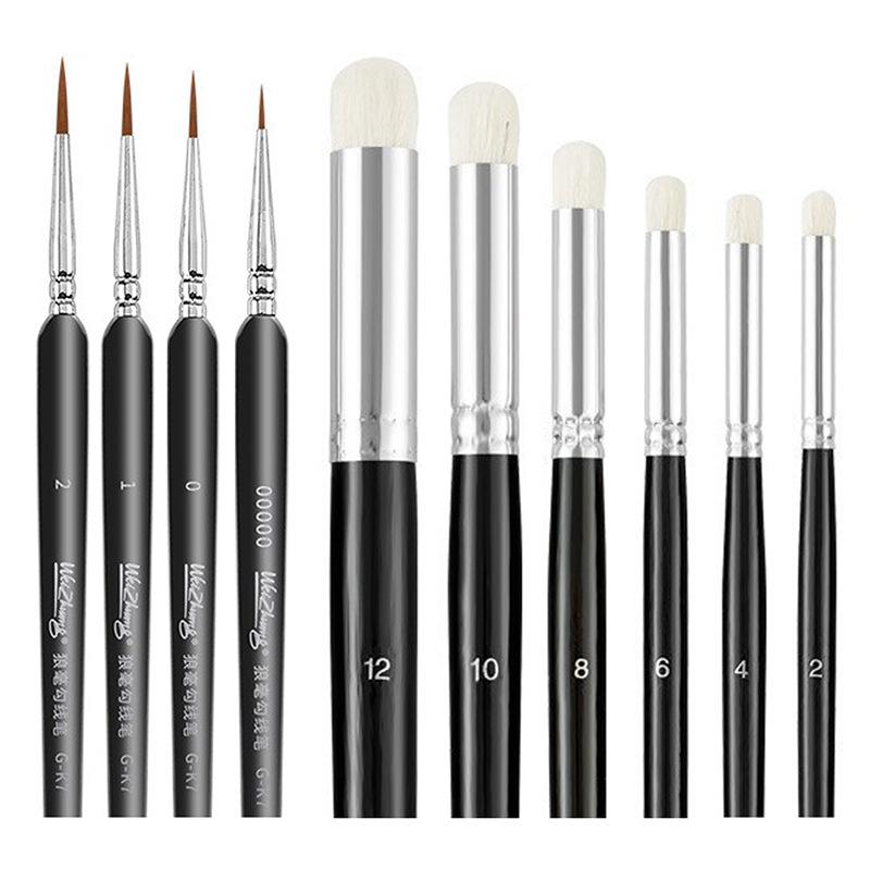 10-Piece Children's Paint Brush Set: Blue Handle Nylon Brushes for Acrylic, Watercolor, and Oil Painting