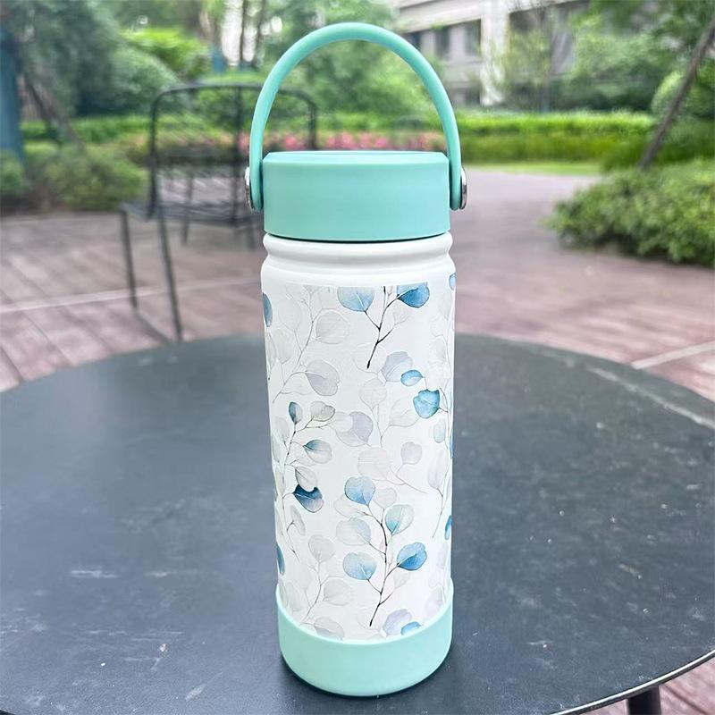 Insulated Water Bottle Floral Printed Stainless Steel Leak Proof Reusable for Office Women Girls Daily Drinking