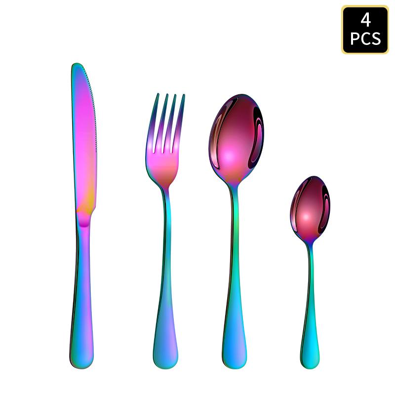 4/16/24pcs Stainless Steel Cutlery Knife, Fork and Spoon Set 1010 Round Handle Cutlery Suitable for Wedding Party Hotel