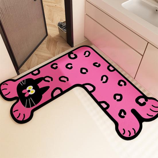 Diatom Mud Floor Mat Cartoon Animal Shape L-Shaped Design Water Absorbent