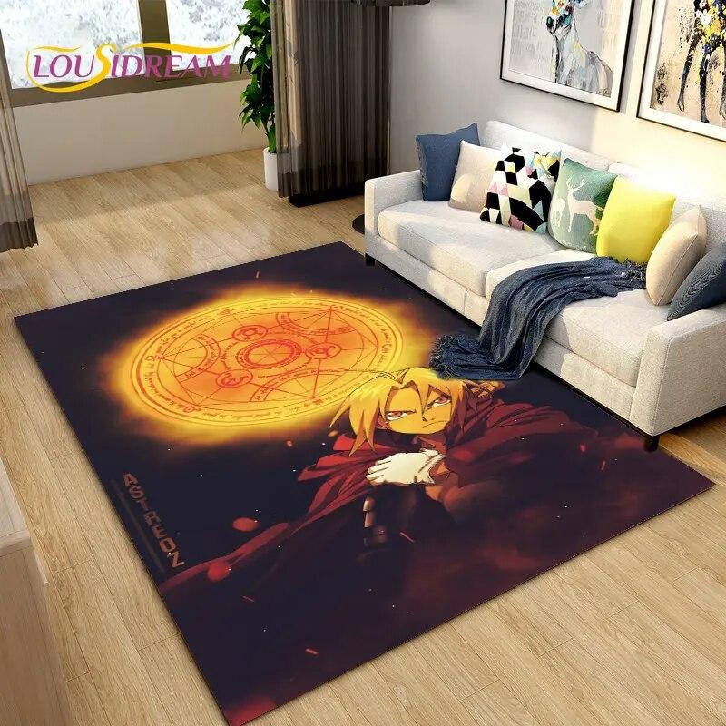 Anime Fullmetal Alchemist Area Rug Large,Carpet Rug for Living Room Bedroom Sofa Doormat Decoration,kids Play Non-slip Floor Mat
