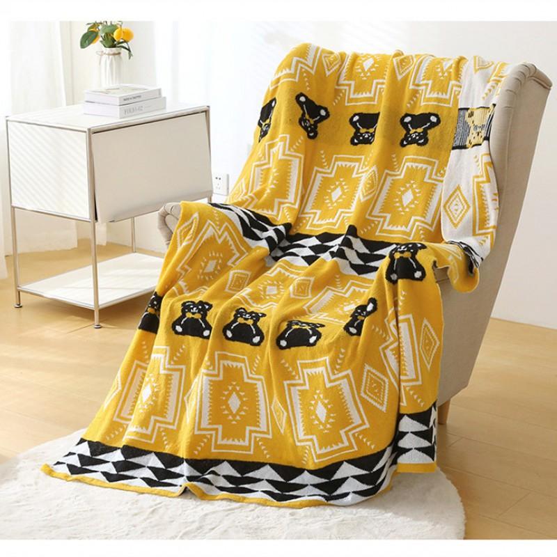 Knitted Throw Blanket Sofa Bed Office Nap Geometric Ins Style Soft Fleece Warm All Season