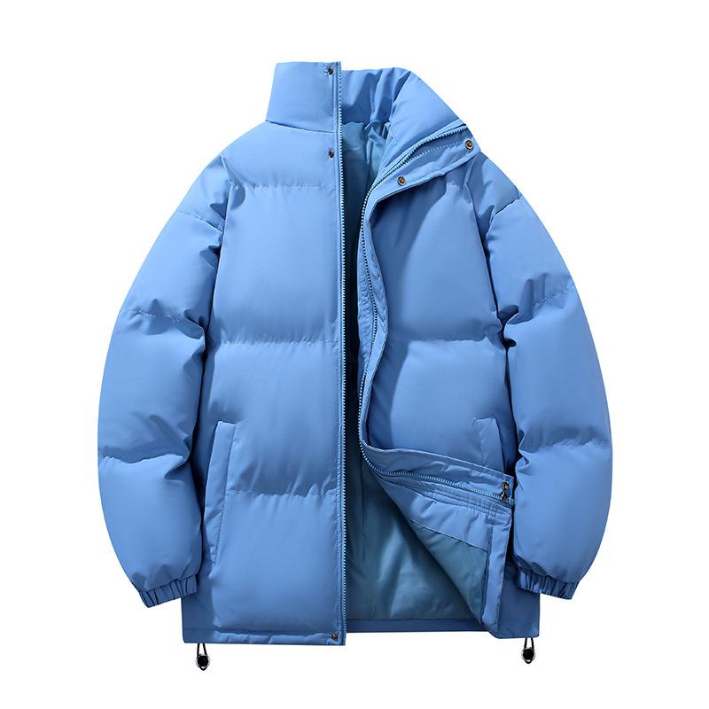 Down Jacket Men's Winter Couple Thickened Stand-up Collar Bread Jacket Ins Solid Color Versatile Warm Cotton Jacket