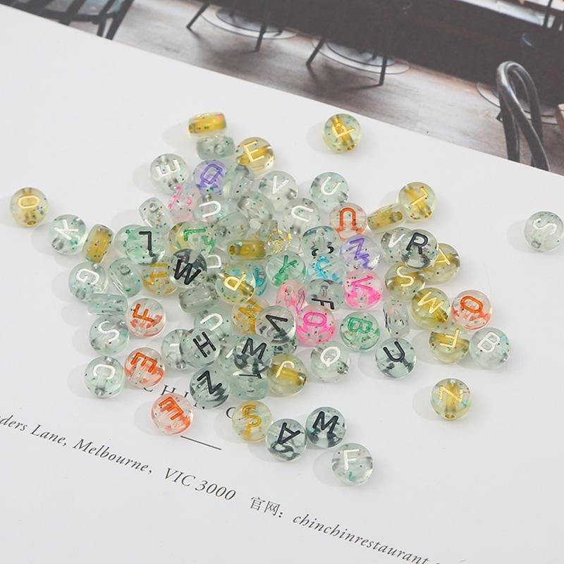 Home Party Supplies DIY Letter Flat Beads Acrylic Scallion Powder Jewelry Accessories Handmade 100pcs 4x7mm Necklace Bracelet Charms