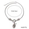 Skull Women Fashion Pendant Necklace With Alloy Material And Water Chain Wave