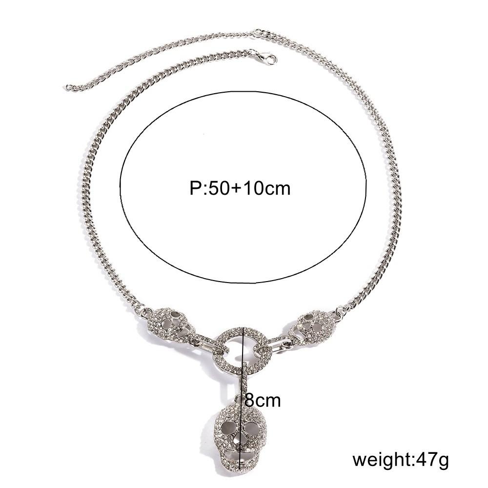 Skull Women Fashion Pendant Necklace With Alloy Material And Water Chain Wave
