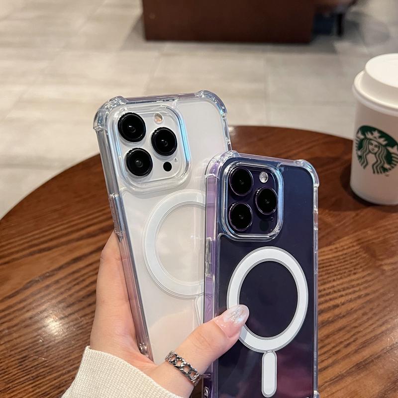 Luxury Wireless Charging Magsafe Phone Case For Iphone 14 13 12 11 Pro Max Plus Bumper Shockproof Transparent Cover