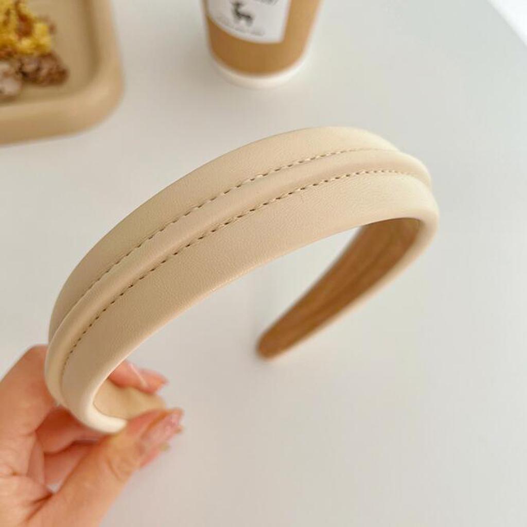 PROLY Neues Mode Stirnband für Frauen Lässiges PU Haarband Mädchen Einfarbig Turban Sommer Kopfbedeckung Haar-Accessoires