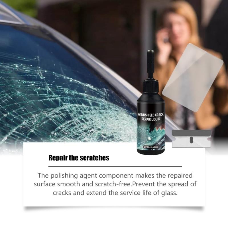 Windshield Crack Repair Kit Professional 0.05mm Tool Restores Structural Integrity Includes Cleaning Fluid And UV Shield