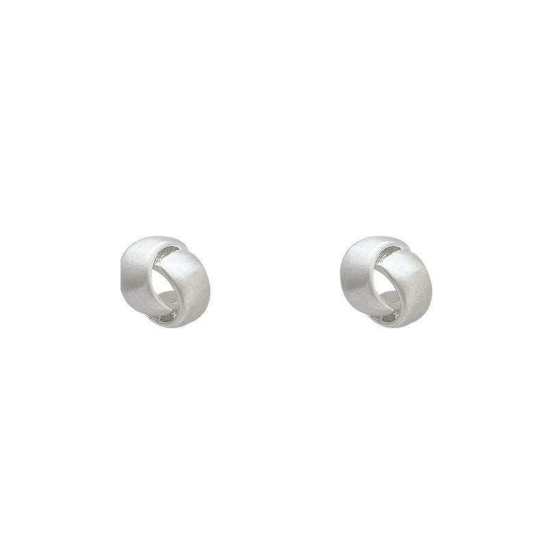Silver Brushed Retro Stud Earrings, 2025 Style: Unique High-End Design for Women
