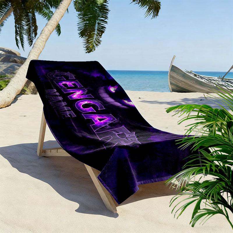 Gengar Print Beach Towel, Large Soft Quick Dry Towel for Beach Camping Swimming