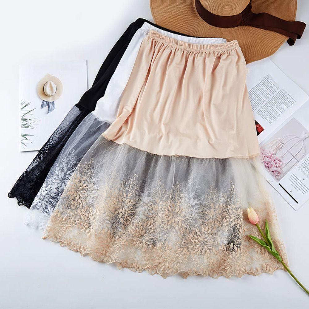 70cm Safety Skirt Petticoat Flower Lining Petticoat Women Soft Lace Underskirt Slips Spring