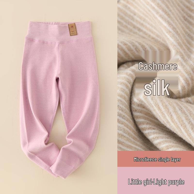 Kinder Kaschmir Seide Fleecegefütterte Winterhose: Warme, hochtaillierte Leggings für Jungen & Mädchen