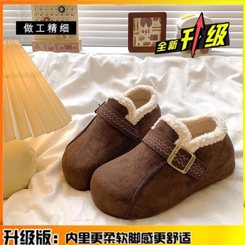 

Кожаные толстоподошвенные с внутренней высотой и бархатные всеобъемлющие женские осенне-зимние новые лоферы хлопковые туфли теплые зимние ботинки 40