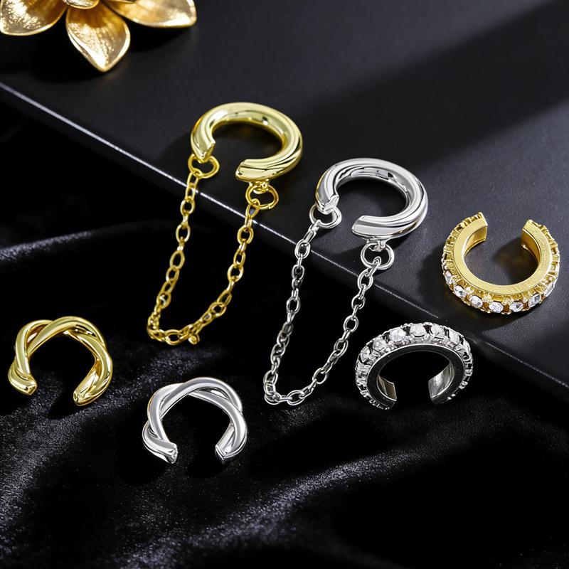 3Pcs Fashion Rhinestone Decor Ear Cuff Earrings for Woman Exquisite Metal Multi-Layer U-Shaped 2026 New Arrival Ear Clip Jewelry