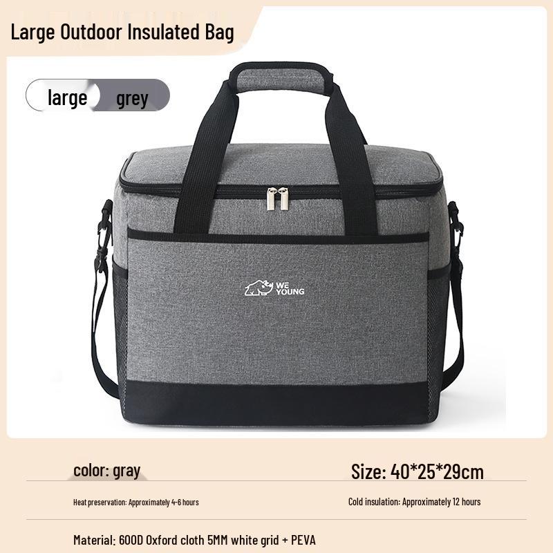 Oxford Cloth Insulated Picnic Bag - Large Capacity, Waterproof, Cold Preservation for Outdoor Camping