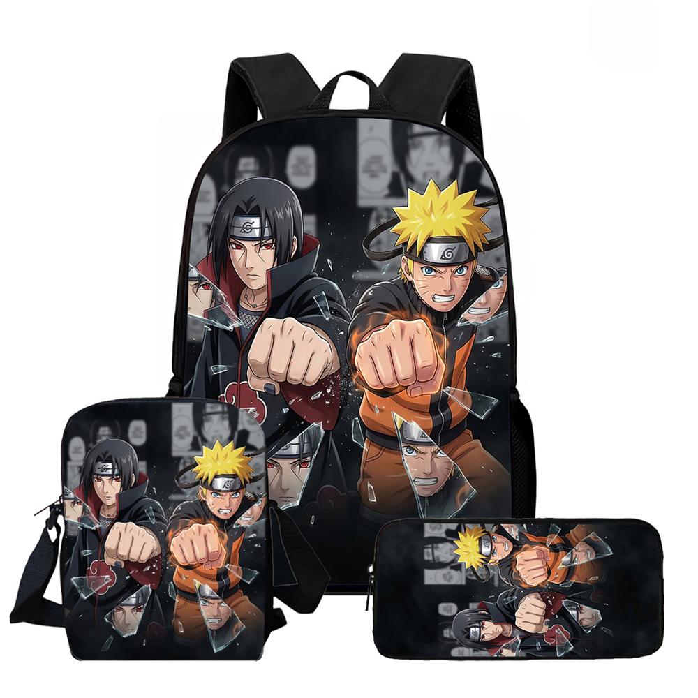 NARUTO Children School Daily Pack, 16 Inch Lightweight Animated Pupil Carrier, Dual Zip Pockets Durable For Boys Girls Age 6-10