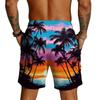 Mens Board Shorts with Drawstring Waist and Tropical Tree Print Quick Dry Swim Trunks for Beach Surf Sports