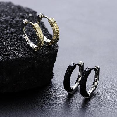 Versatile Arabesque Texture Gold & Silver Hoop Earrings - Fashionable Korean Style Ear Cuffs for Men & Women