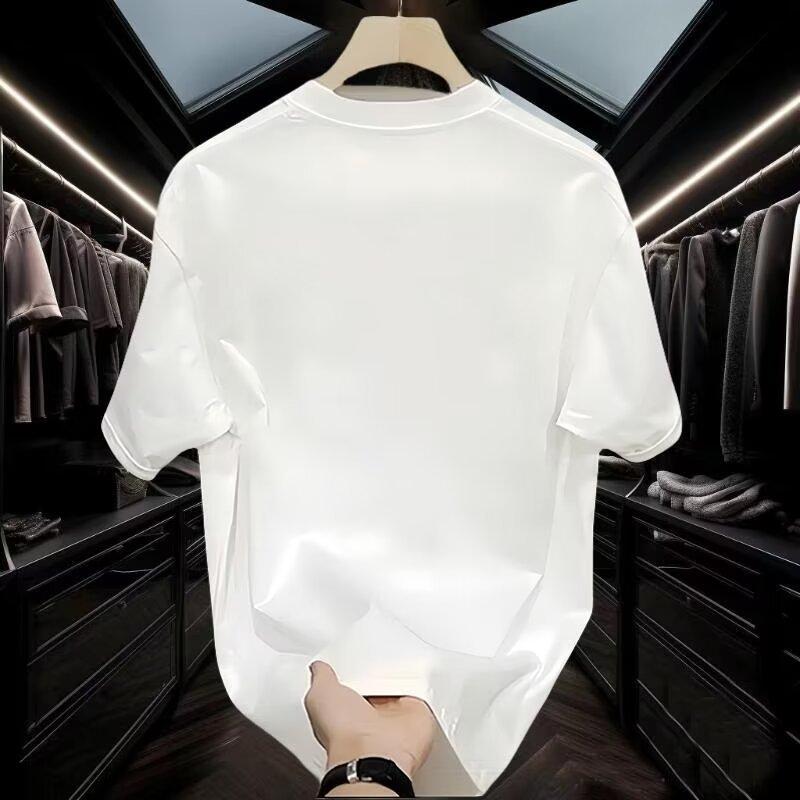 European Station High Sense Niche Crew Neck Light Luxury Men'S T-Shirt Short Sleeve Cotton Fashion Trend Brand Printed Green T-Shirt Trend