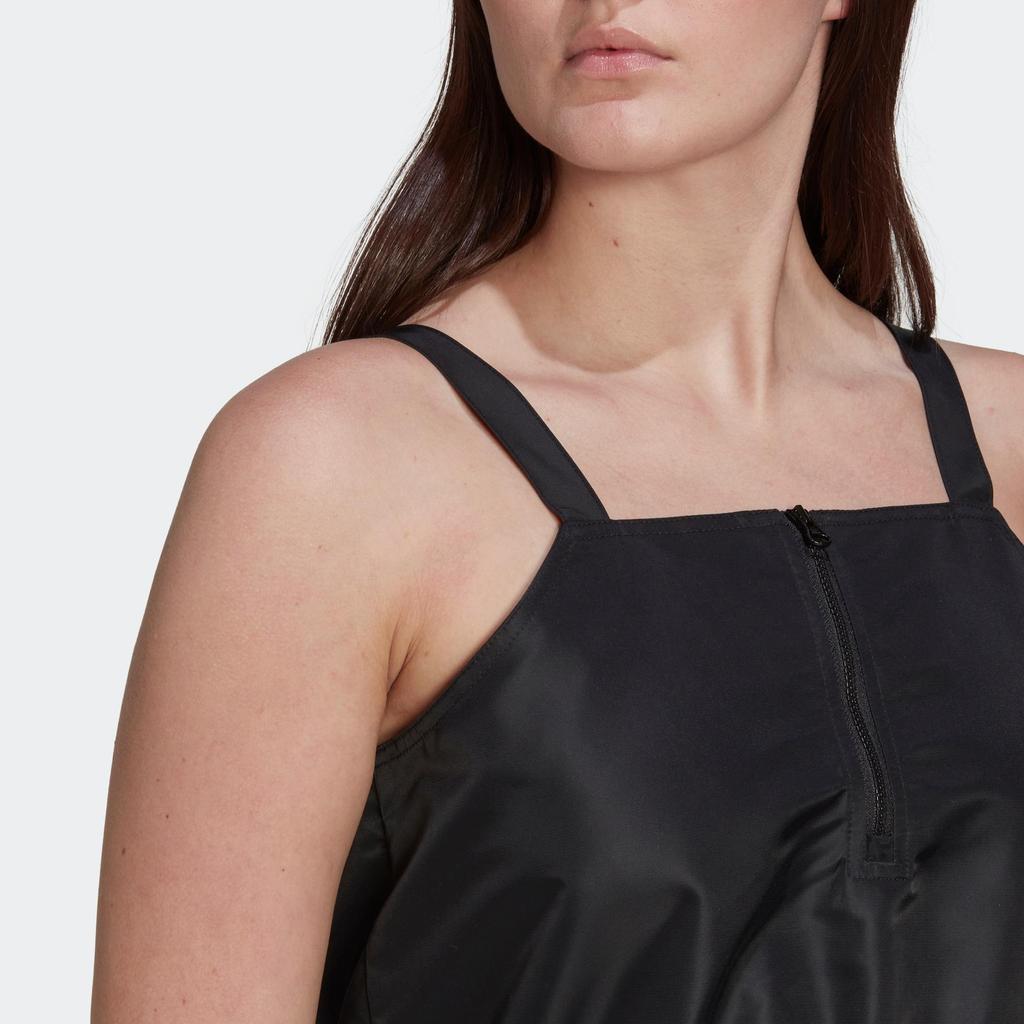 adidas Originals Kleeblatt-Logo-Aufnäher Einfarbiges Tankkleid Damenkleid Schwarz HL9066