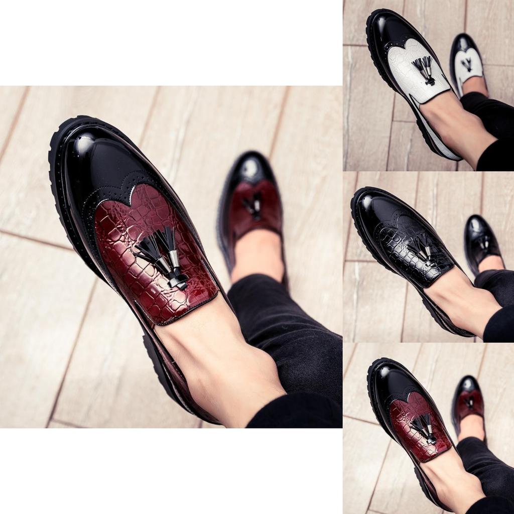 Elegant Men Brogue Tassels Casual Platform Formal Pumps Pointy Toe Shoes Slip On Loafers
