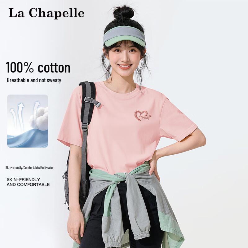 La Chapelle Women's Cotton Pink Graffiti T-Shirt