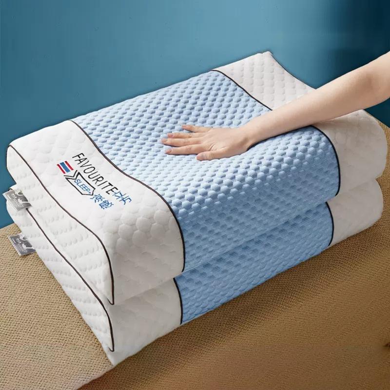 Ice coolingTechnology Thai Natural Latex Pillow Slow Rebound Health Care Memory Foam Pillow Orthopedic Pillow Neck Protector 1PC