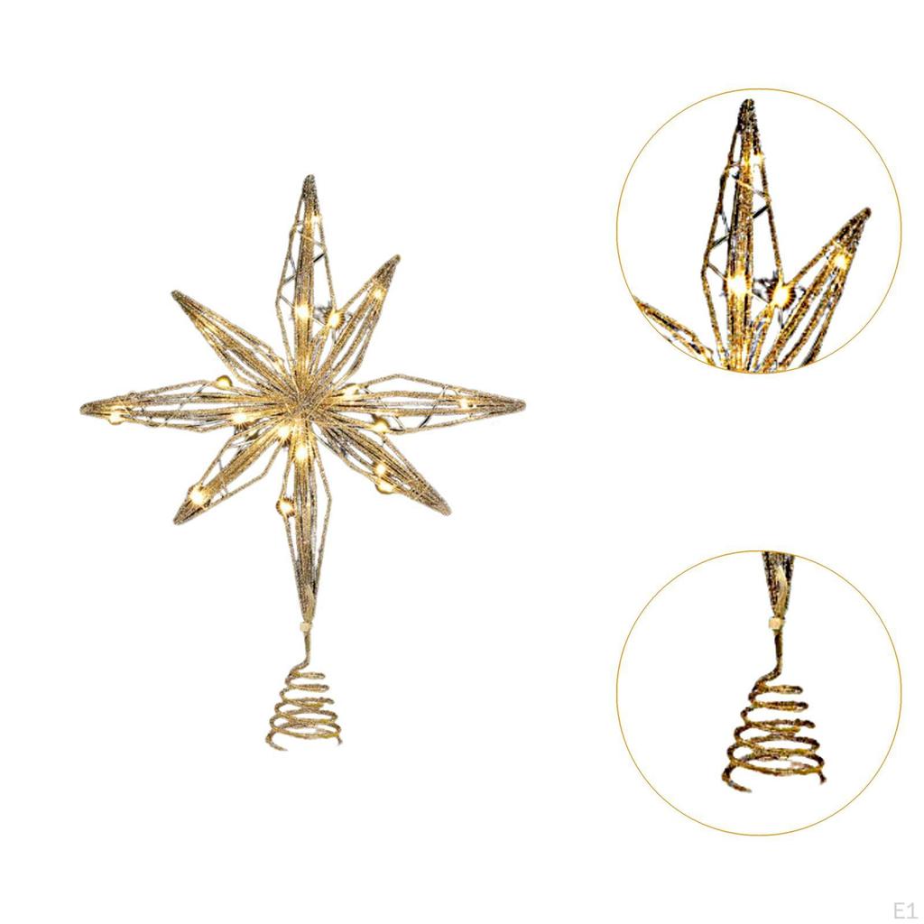 Julgransspira med Ljus Glittrande Stjärna Toppdekoration Festartiklar Juldekoration för Året