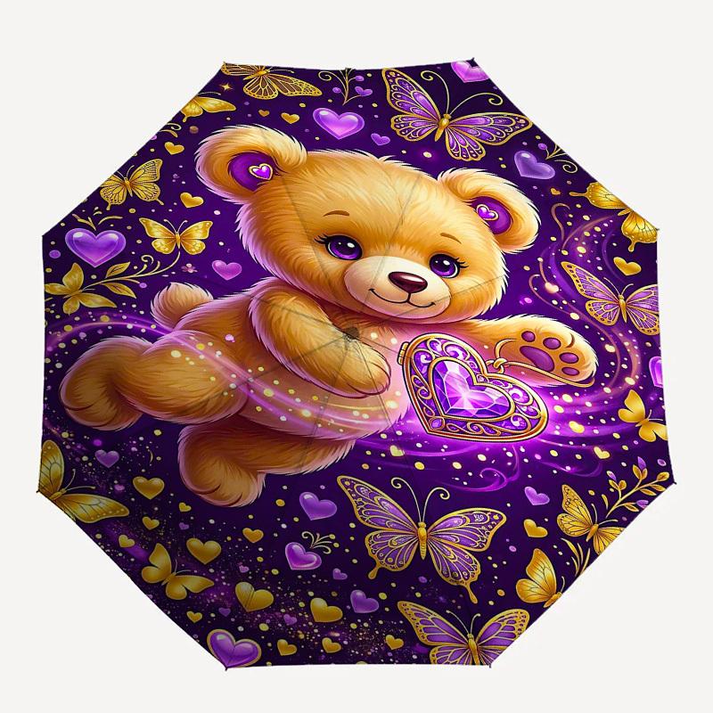 

1PC Teddy Bear Umbrella-8-Rib Reinforced, Automatic Open, Lightweight & Durable, Fashion Accessory for Outdoor, Beach L0399