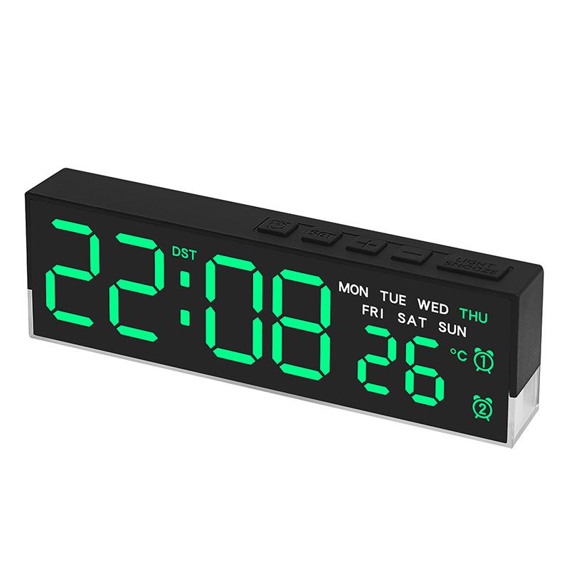 LED Digital Alarm Clock Temperature Week 2 Alarms Ambient Light Brightness Adjustment Bedside Electronic Table Clock USB Powered