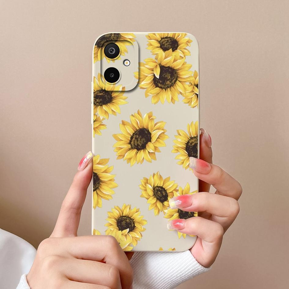 New Case For Samsung M16 S25 Edge F06 M06 A06 F16 Beautiful Sunflowers Butterfly Pattern Liquid Silicone Anti Fall Protective Covers For Samsung Shell