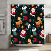 Christmas Shower Curtain Set Reindeer And Santa Claus Decorated Waterproof Bathroom Linen Print Festive Home Decoration For Merr