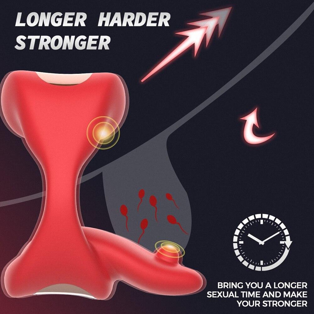 APP Controlled Tongue Penis Vibration Ring Vibrační kroužek na penis na penis pro muže Pár Oddálení ejakulace Mužský masážní přístroj Šourek Varlata Vibrátor