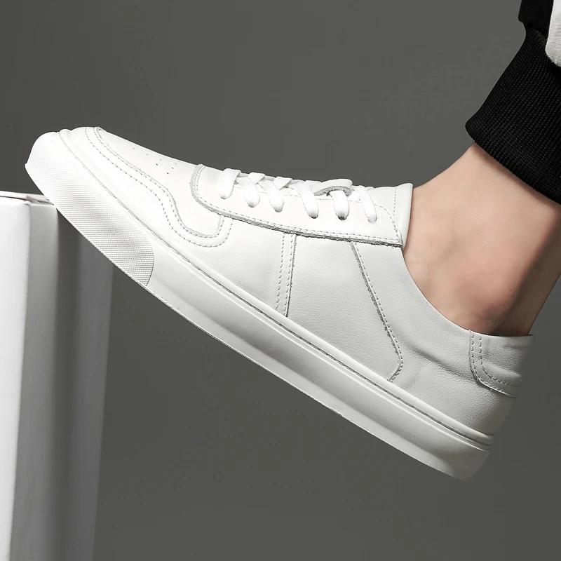 New Men's White Sneakers Casual Shoes Men Comfortable Walking Shoe All-match Genuine Leather Male Footwear Skate Shoes For Man