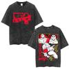 Anime Baki The Grappler Washed Tshirt Hanma Yujiro Gym Short Sleeve Tshirts Men Oversized Cotton Casual Tee Shirts Streetwear