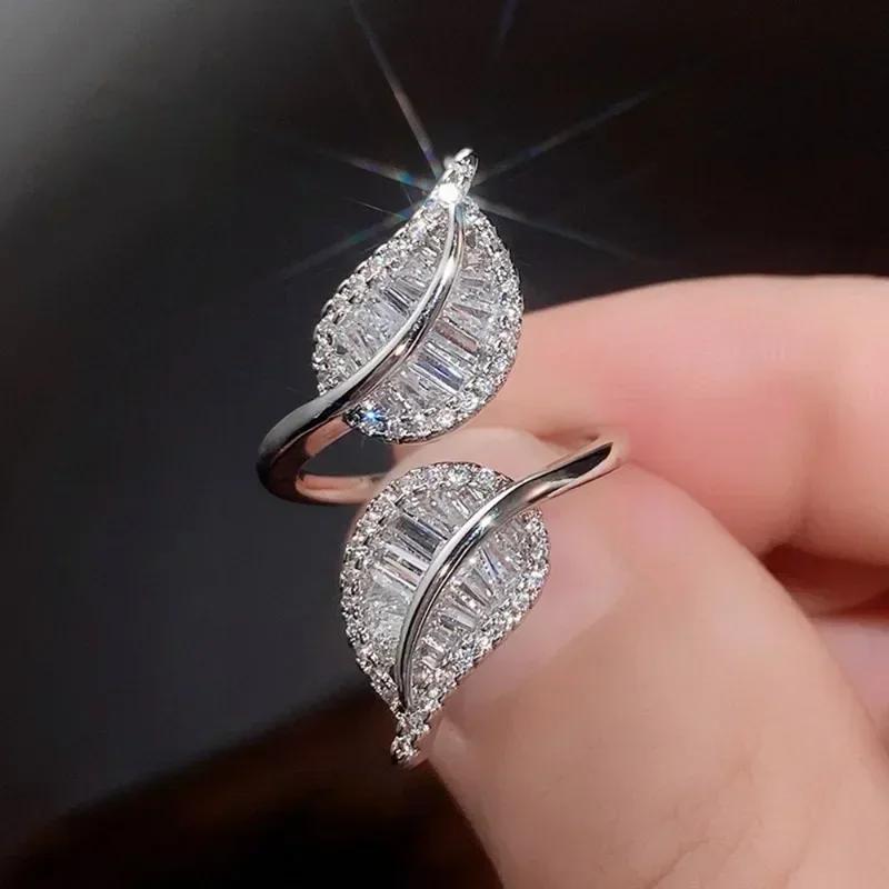 925 Sterling Silver Tree Branch Shape Ring Charm Sparkling Zirconia Rings Birthday Party Gift for Women Fine Jewelry Accessories